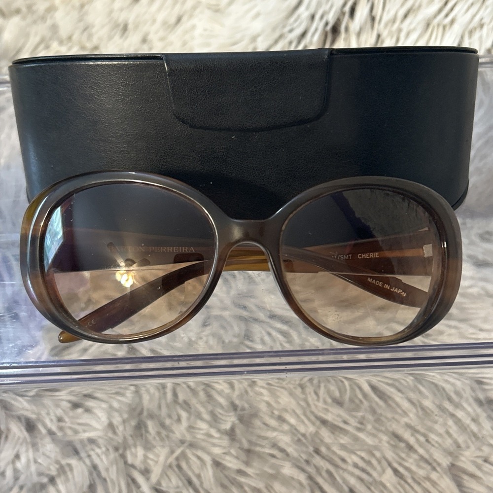 Barton Perreira Cherie Oval Shape Sunglasses‎ Tortiose Shell Frames Only W/ Case